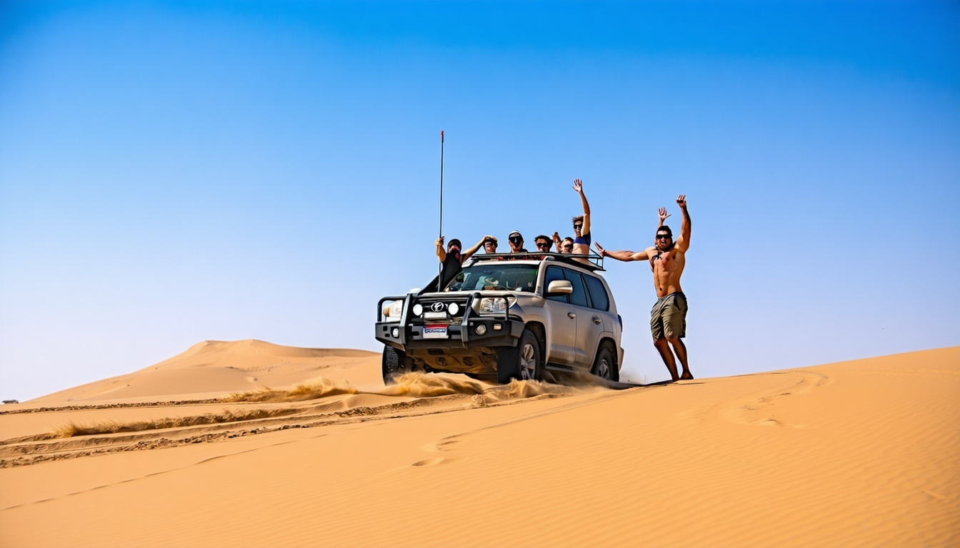 Travellers enjoying a desert safari adventure near Dubai