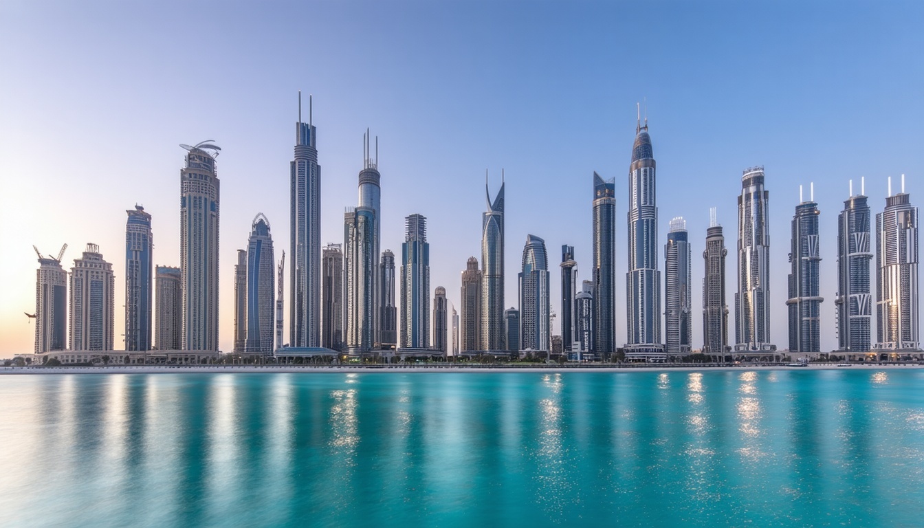Luxury Dubai cityscape with iconic landmarks