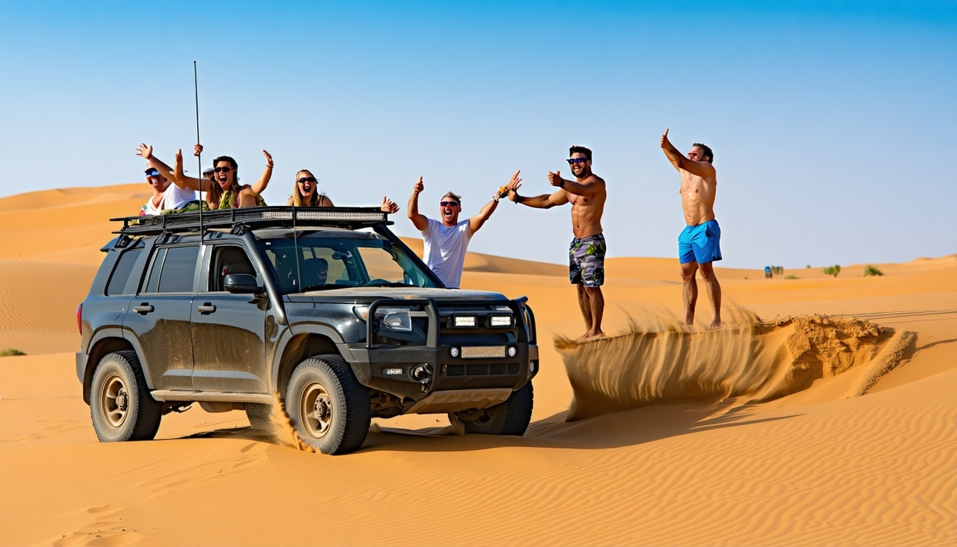 Tourists enjoying a desert safari adventure
