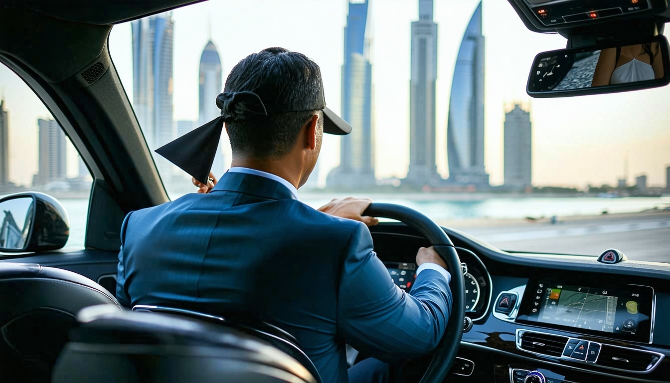 Professional chauffeur assisting traveller in Dubai